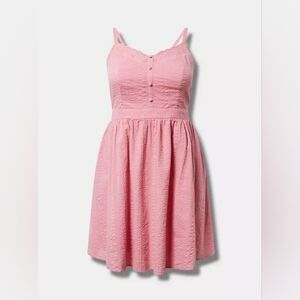 Torrid Pink Eyelet Lace Button Sundress Size 2